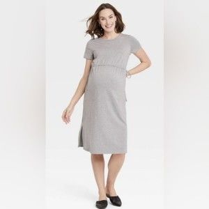 Isabel Maternity Size Small Gray Tie Waist Dress NWT